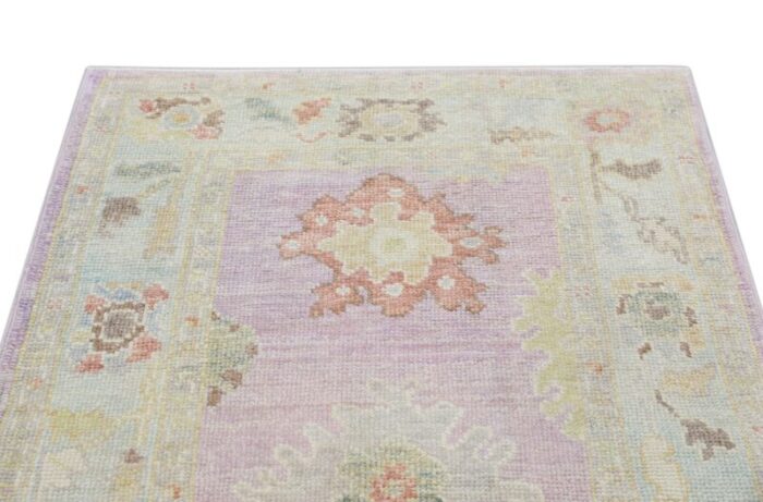 modern handmade turkish oushak rug soft pastel tones 31 x 610 9702