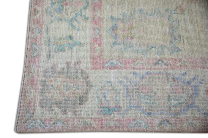 modern handmade turkish oushak rug soft pastel tones 5 x 69 3035