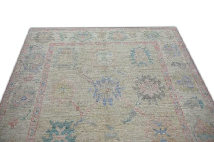 modern handmade turkish oushak rug soft pastel tones 5 x 69 7206