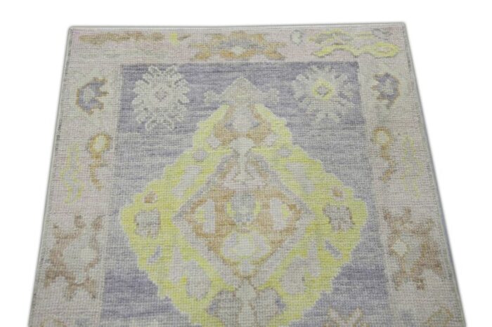 modern handmade turkish oushak rug soft yellow gray 29 x 84 6537