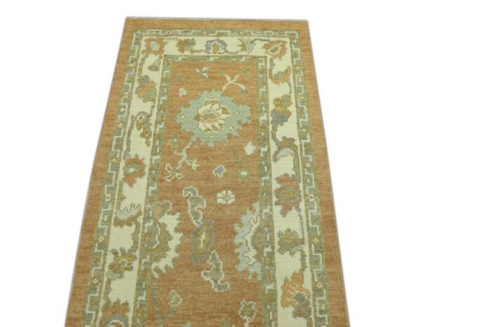 modern turkish handmade oushak runner rug 27 x 121 9065