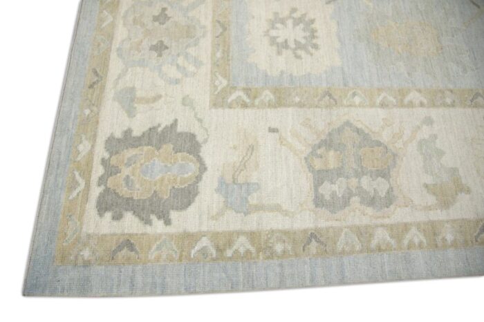 modern turkish oushak rug 123 x 154 with pastel floral design 7225