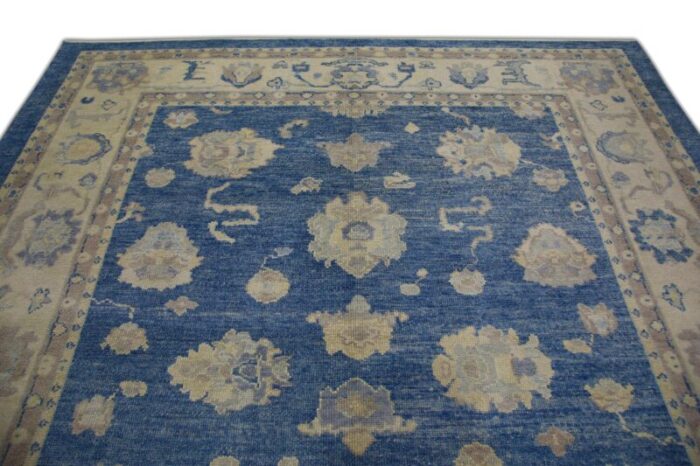 modern turkish oushak rug 89 x 101 with traditional floral design 5054