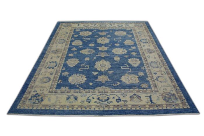 modern turkish oushak rug 89 x 101 with traditional floral design 5316