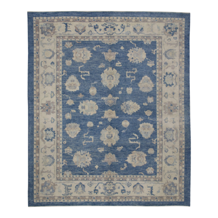 modern turkish oushak rug 89 x 101 with traditional floral design 7707