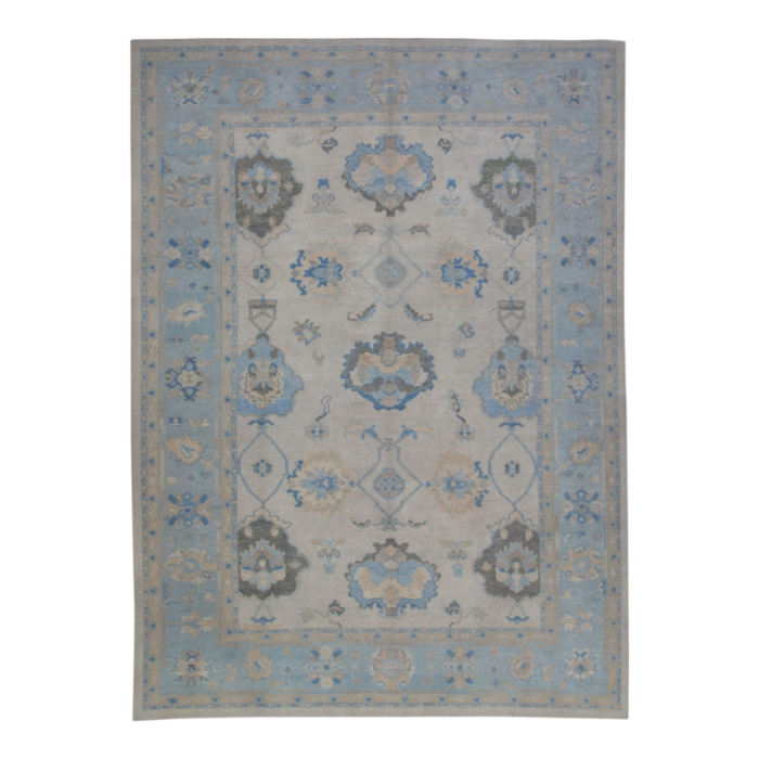 modern turkish oushak rug 99 x 131 with floral design 2162