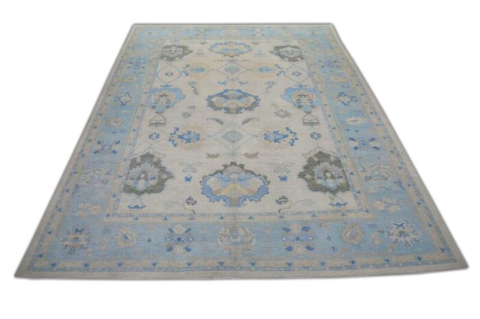 modern turkish oushak rug 99 x 131 with floral design 3730