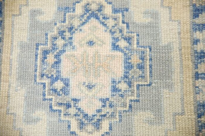 modern turkish oushak rug blue and beige handwoven wool rug 23 x 211 1972