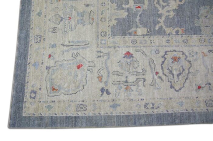 modern turkish oushak rug gray and beige handwoven wool rug 92 x 13 0394