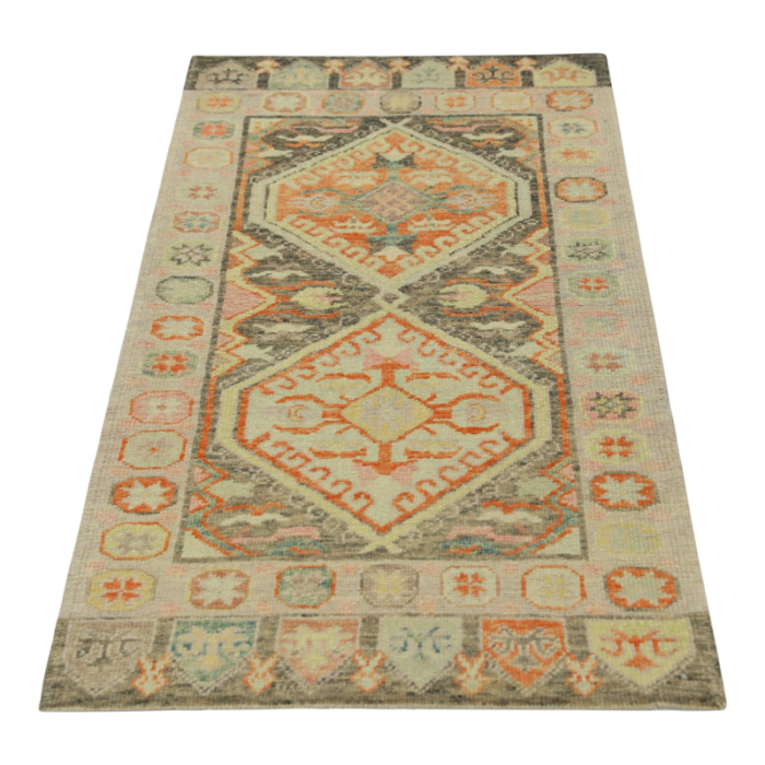 modern turkish oushak rug oriental handmade 31 x 66 6823