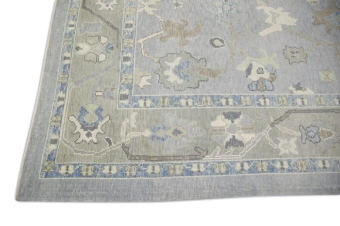 modern turkish oushak rug soft pastel handmade wool rug 92 x 119 0617