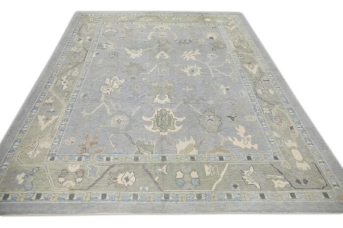 modern turkish oushak rug soft pastel handmade wool rug 92 x 119 5458