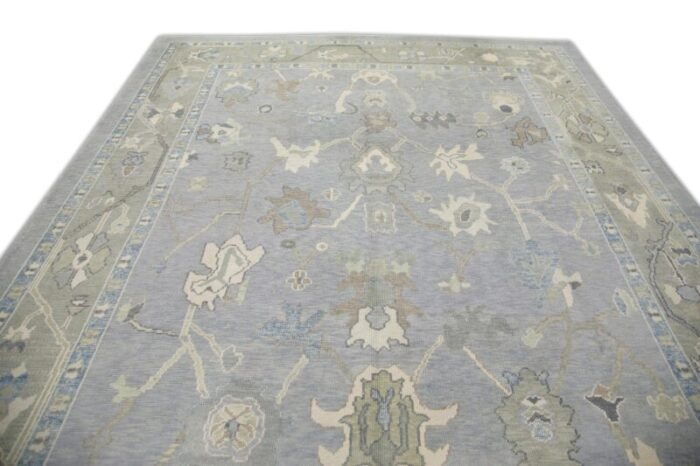 modern turkish oushak rug soft pastel handmade wool rug 92 x 119 5731