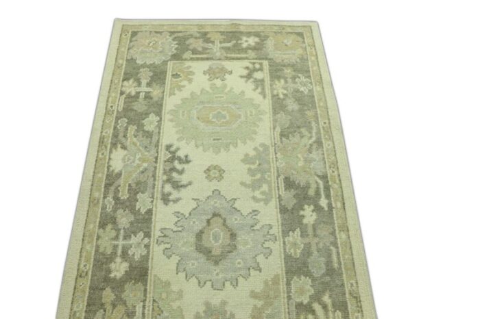 modern turkish oushak runner beige and ivory handwoven wool rug 3 x 103 1230