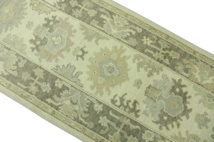 modern turkish oushak runner beige and ivory handwoven wool rug 3 x 103 8648