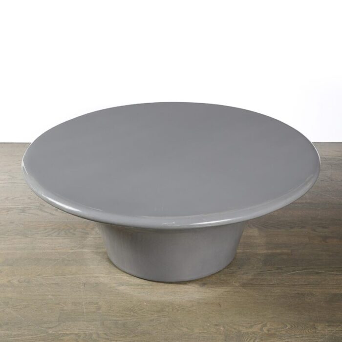 modernist grey lacquer curvilinear sculptural cocktail table 0251