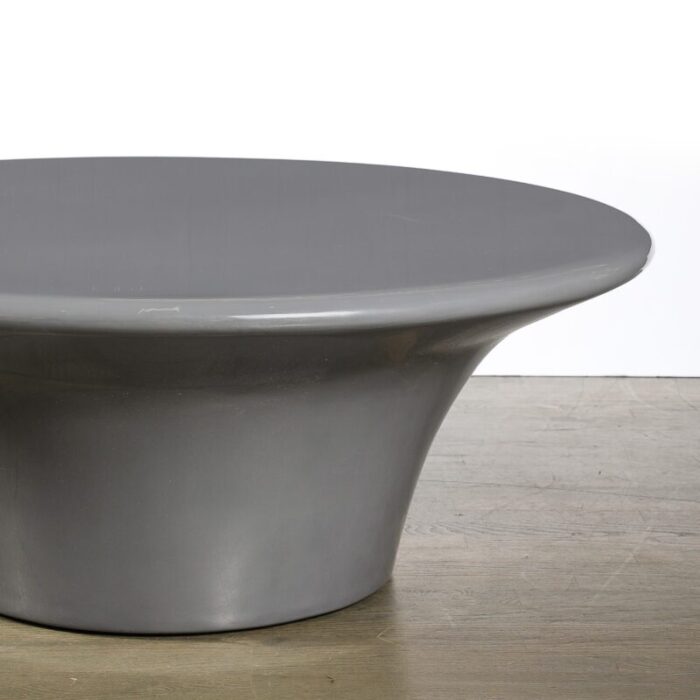 modernist grey lacquer curvilinear sculptural cocktail table 0512