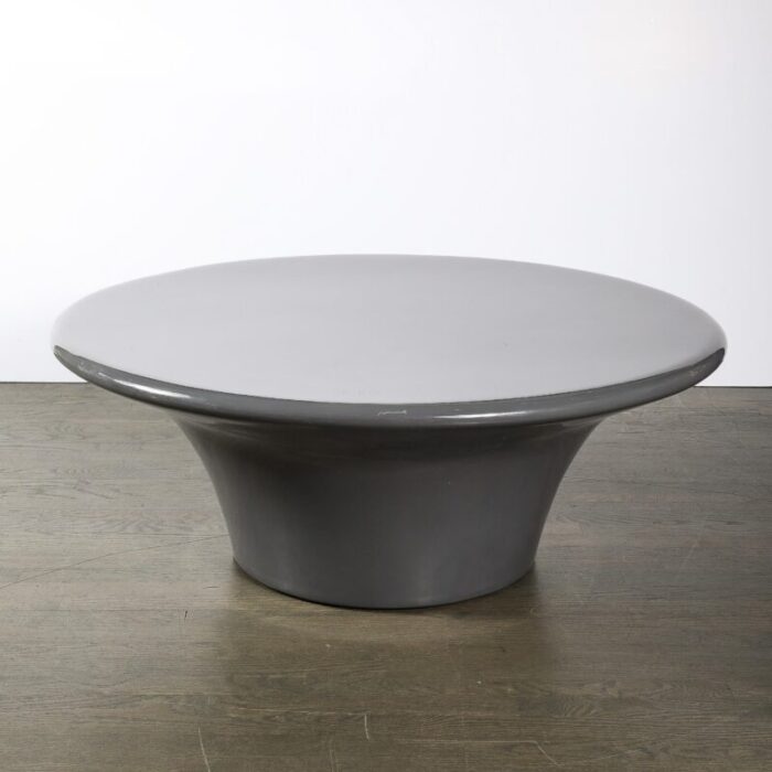 modernist grey lacquer curvilinear sculptural cocktail table 2938