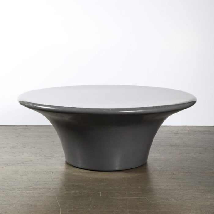 modernist grey lacquer curvilinear sculptural cocktail table 7315