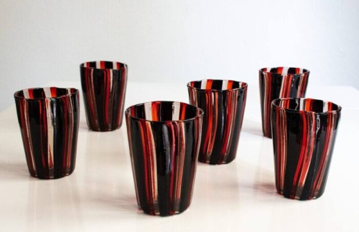 murano carmen drinking glasses by angelo ballarin for ribes studio 2004 set of 6 4