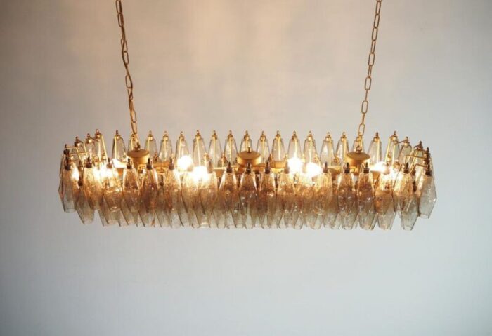 murano poliedri chandelier with 138 smoked glasses 1990s 0277