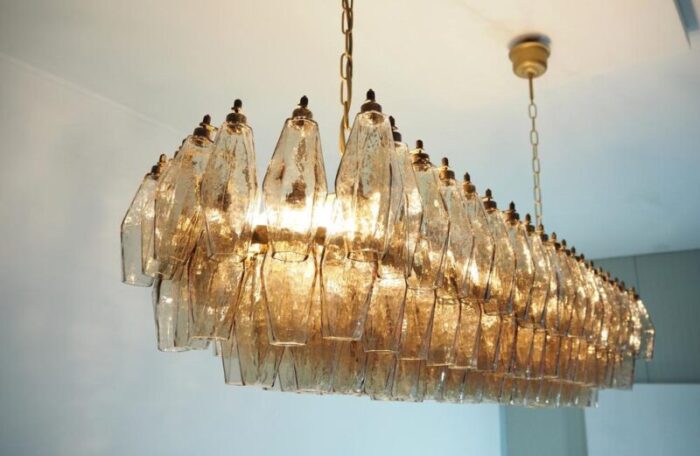 murano poliedri chandelier with 138 smoked glasses 1990s 0750