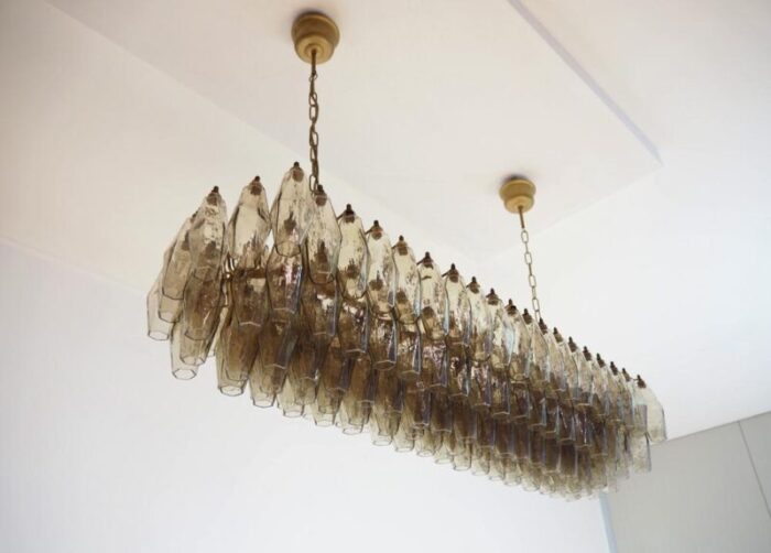 murano poliedri chandelier with 138 smoked glasses 1990s 2689