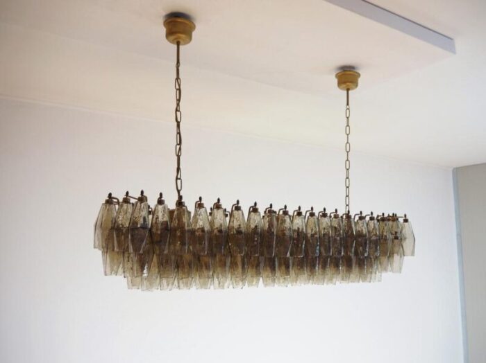 murano poliedri chandelier with 138 smoked glasses 1990s 3715