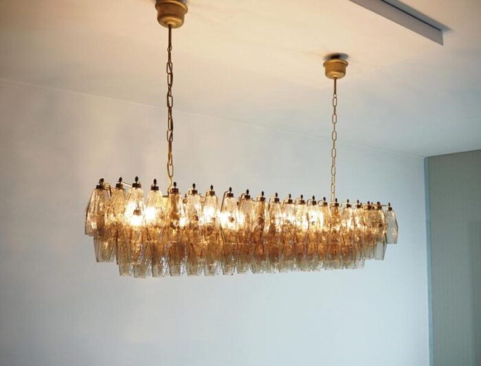 murano poliedri chandelier with 138 smoked glasses 1990s 9493