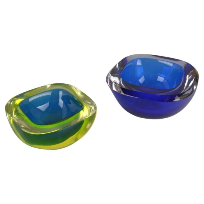 murano submerged glass bowls attributed to flavio poli for seguso italy 1960s set of 2 1