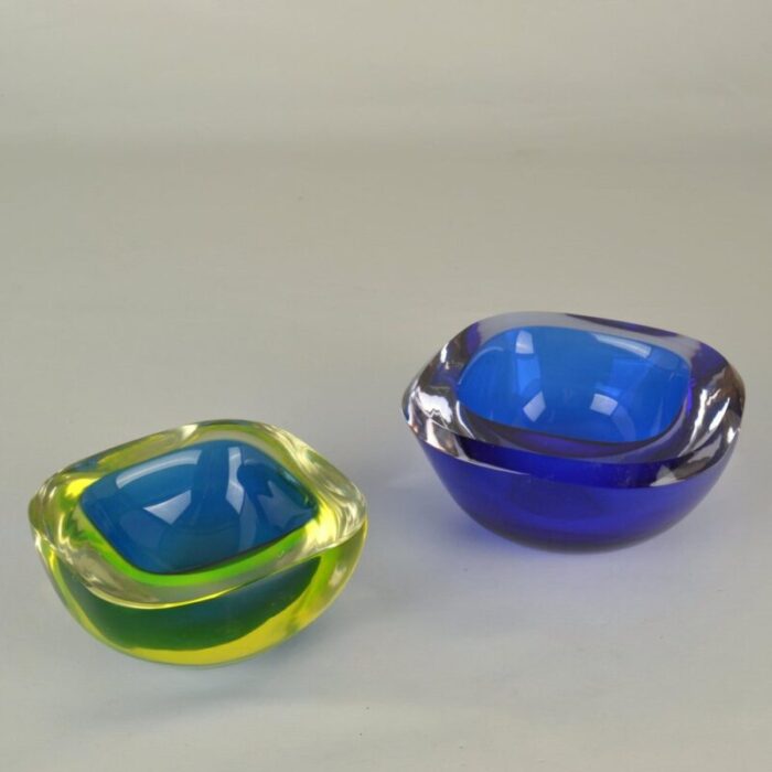 murano submerged glass bowls attributed to flavio poli for seguso italy 1960s set of 2 2