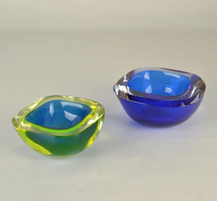 murano submerged glass bowls attributed to flavio poli for seguso italy 1960s set of 2 3