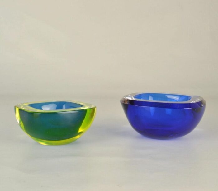 murano submerged glass bowls attributed to flavio poli for seguso italy 1960s set of 2 4