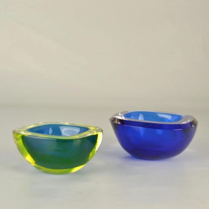 murano submerged glass bowls attributed to flavio poli for seguso italy 1960s set of 2 5