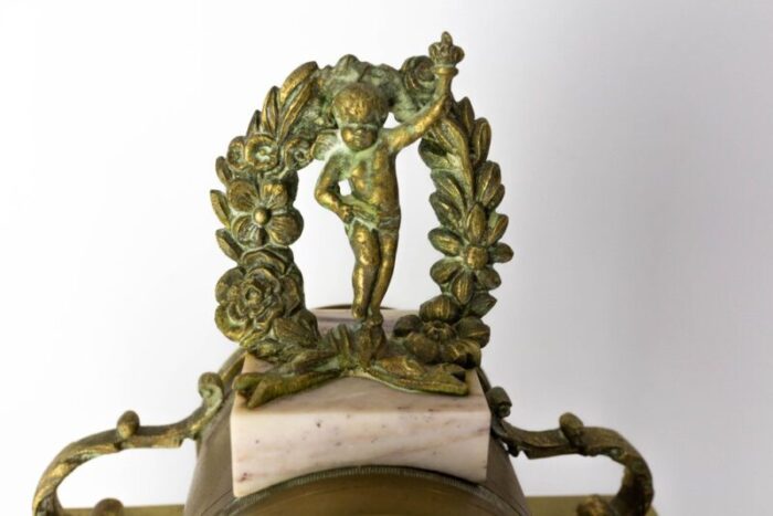 napoleon iii french bronze and marble clock and cherub puttis 1890s set of 3 6