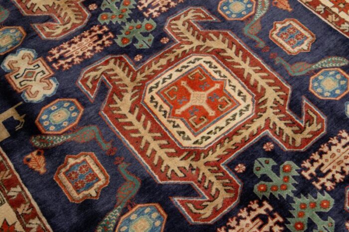 navy blue wool rug vintage heriz allover design 8879