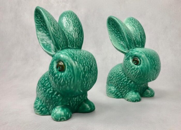 no 1028 green glazed rabbit from sylvac 1950s set of 2 11