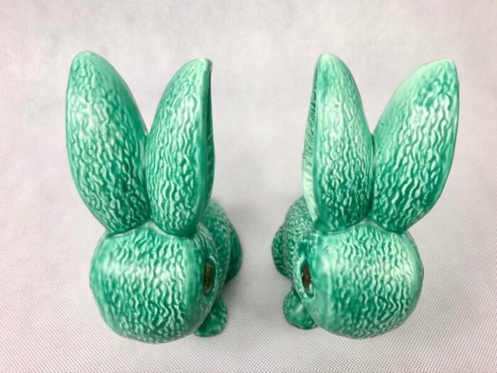 no 1028 green glazed rabbit from sylvac 1950s set of 2 5