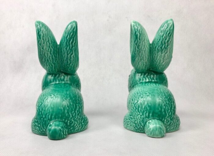 no 1028 green glazed rabbit from sylvac 1950s set of 2 7