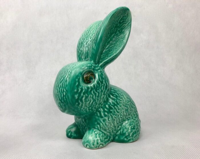 no 1028 green glazed rabbit from sylvac 1950s set of 2 9