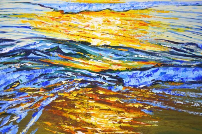 ocean golden rays original painting 2395