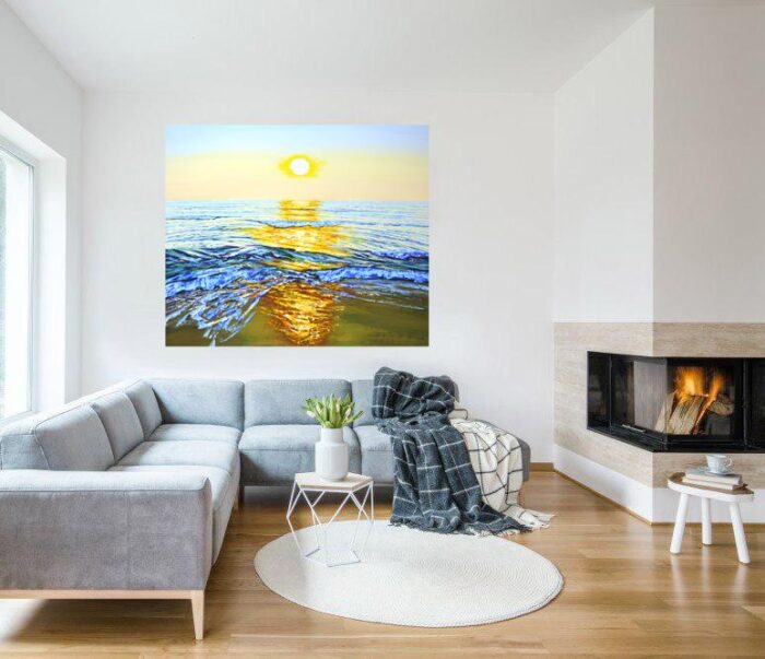 ocean golden rays original painting 3890