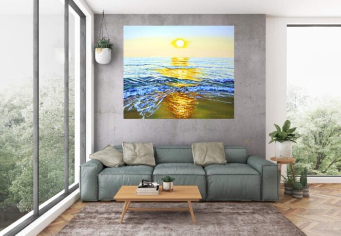 ocean golden rays original painting 9615