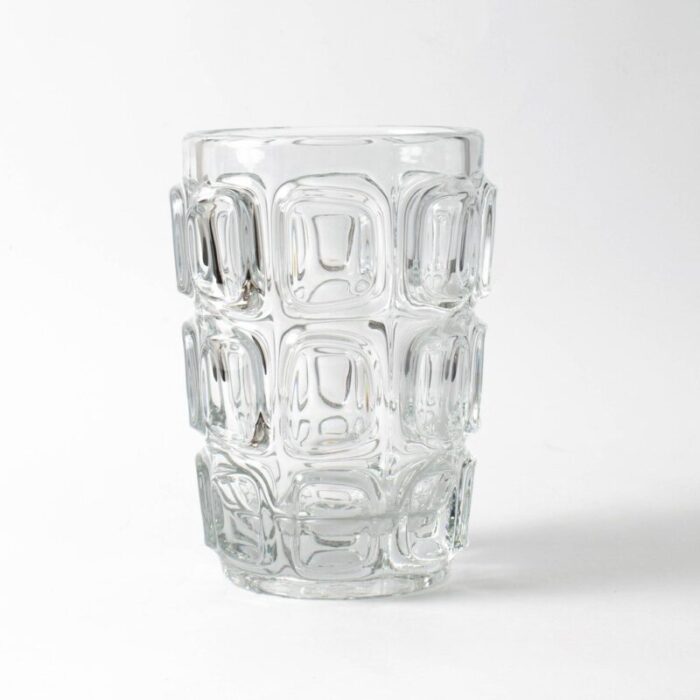 optical glass vase by frantisek vizner for libochovice 1960s 1