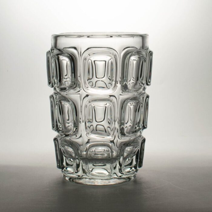 optical glass vase by frantisek vizner for libochovice 1960s 2