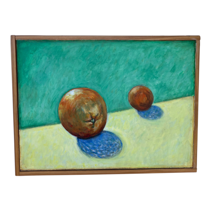 oranges still life oil painting on board signed framed 1174