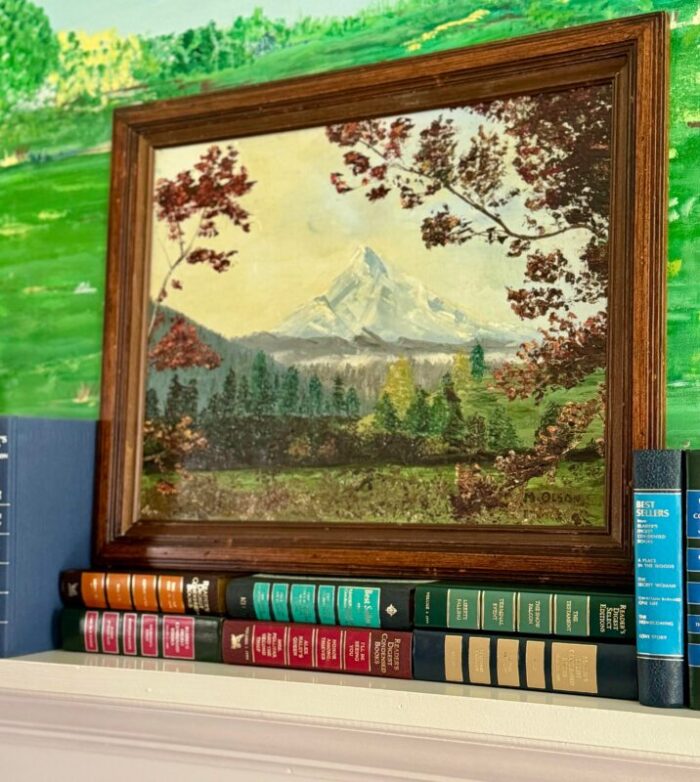 original mountain landscape painting and frame 5433