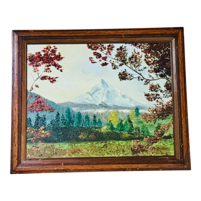 original mountain landscape painting and frame 7607