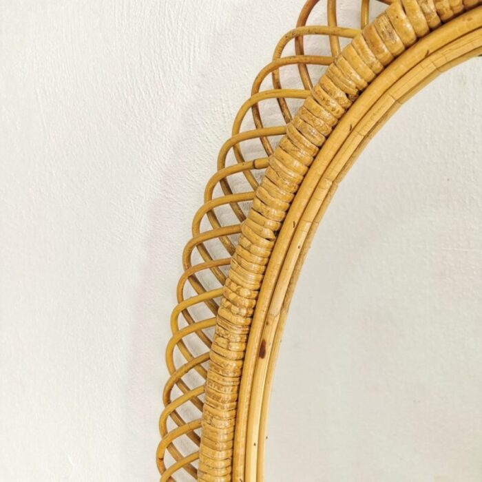 oval mirror in braided bamboo 1960s 6