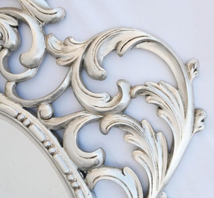 oval silver gilt mirror with rococo frame 2